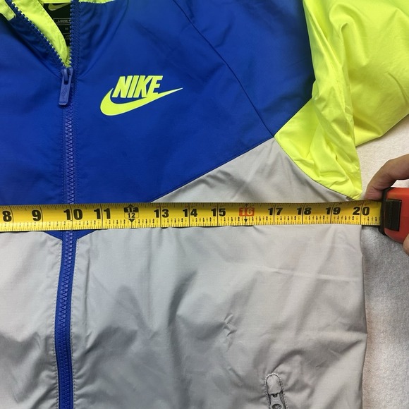 Vintage Nike Windbreaker Jacket XL Gray Blue Volt Just Do It Colorblock Hooded - Picture 12 of 15